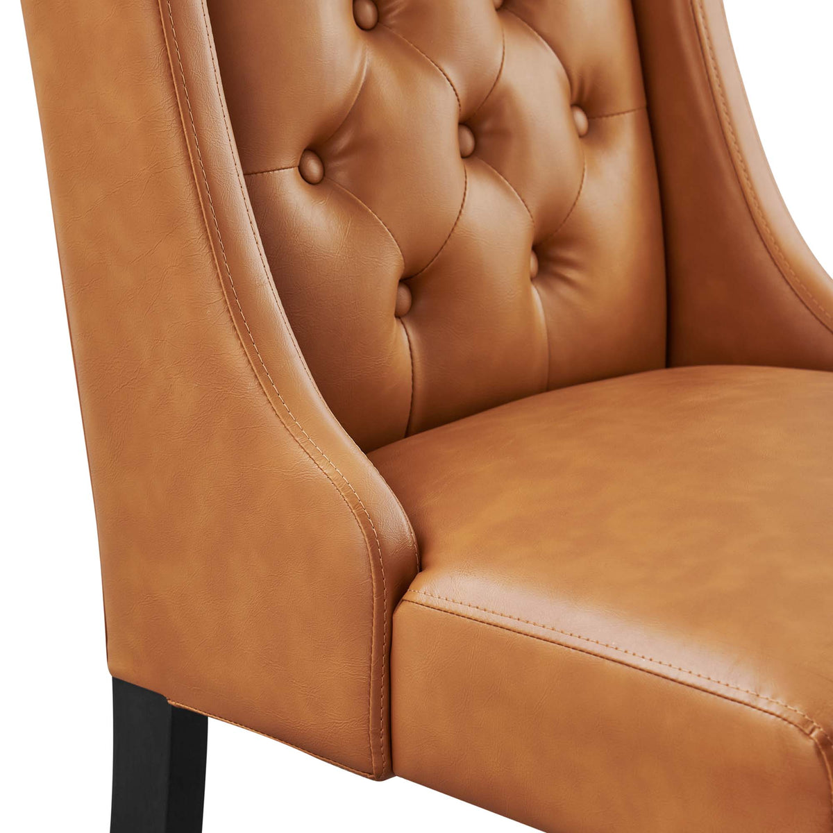Baronet Button Tufted Vegan Leather Dining Chair by Modway, tan faux leather with tufted back on Tampa Home & Garden Store