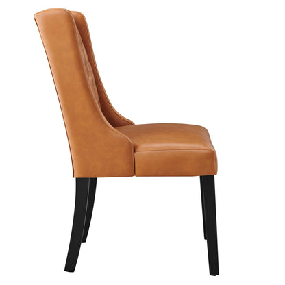 Baronet Button Tufted Vegan Leather Dining Chair tan by HouseOfZazla on Tampa Home & Garden Store