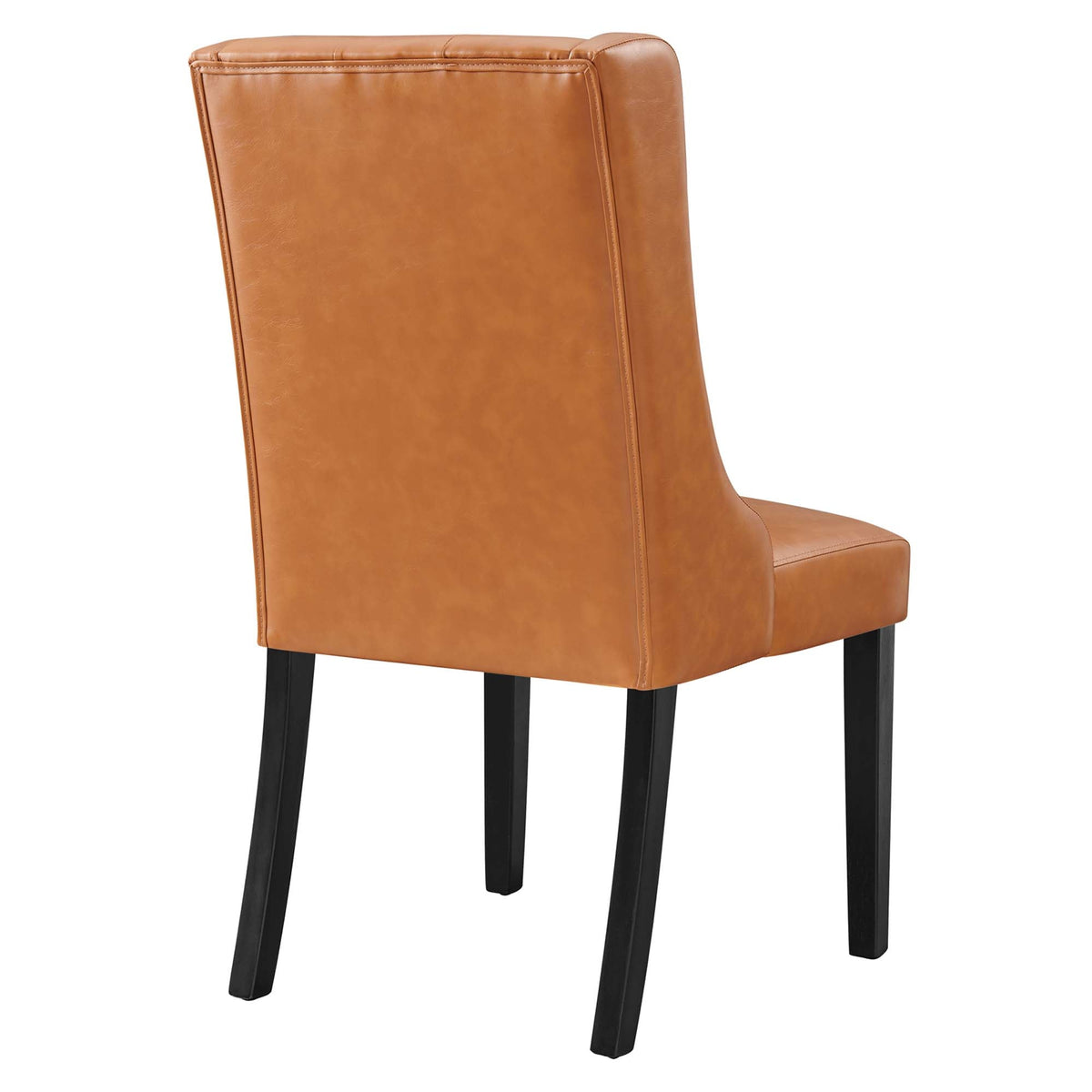 Baronet Button Tufted Vegan Leather Dining Chair in tan with black wood legs by Modway, HouseOfZazla on Tampa Home & Garden Store