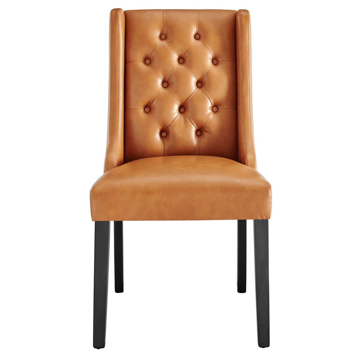 Modway Baronet Button Tufted Vegan Leather Dining Chair in tan with tufting and black legs on Tampa Home & Garden Store