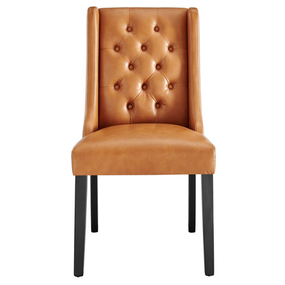 Modway Baronet Button Tufted Vegan Leather Dining Chair in tan with tufting and black legs on Tampa Home & Garden Store