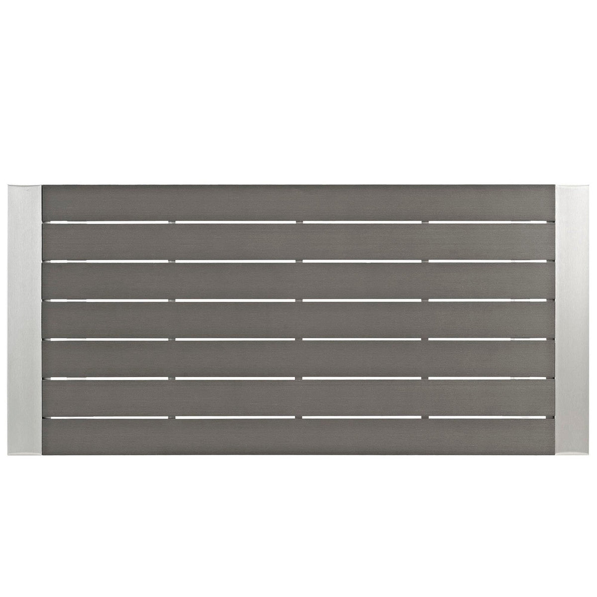 Shore patio aluminum bar table frame with dark gray slats and silver posts on Tampa Store on Tampa Home & Garden Store