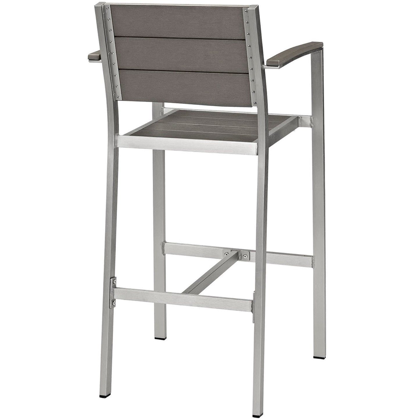 Shore Outdoor Patio Aluminum Bar Stool by Modway, aluminum frame with gray-brown wood slats on Tampa Home & Garden Store