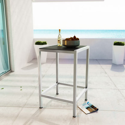 Shore Outdoor Patio Aluminum Bar Table by Modway white frame with dark slatted top on Tampa Home & Garden Store