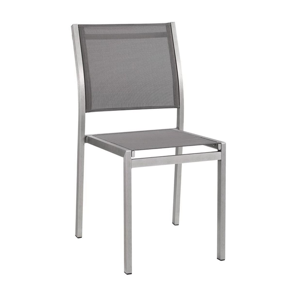 Shore Outdoor Patio Aluminum Side Chair gray mesh back and seat HouseOfZazla on Tampa Home & Garden Store