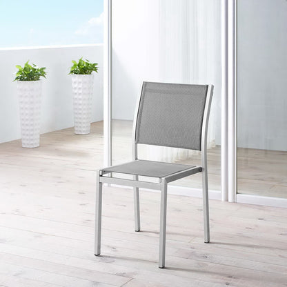 Shore Outdoor Patio Aluminum Side Chair by Modway, silver aluminum with mesh seat and back on Tampa Home & Garden Store