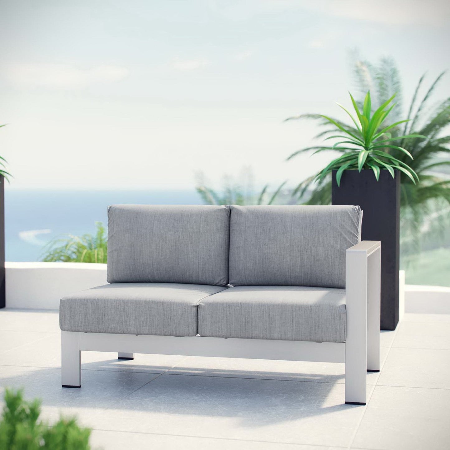 Shore Right Arm Corner Aluminum Patio Loveseat
