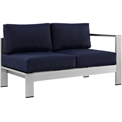 Shore Right Arm Corner Aluminum Patio Loveseat