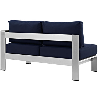 Shore Right Arm Corner Aluminum Patio Loveseat