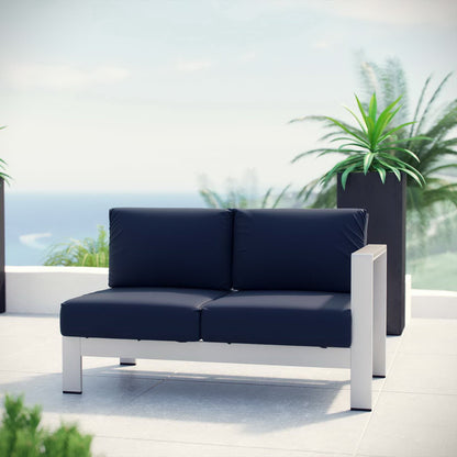 Shore Right Arm Corner Aluminum Patio Loveseat
