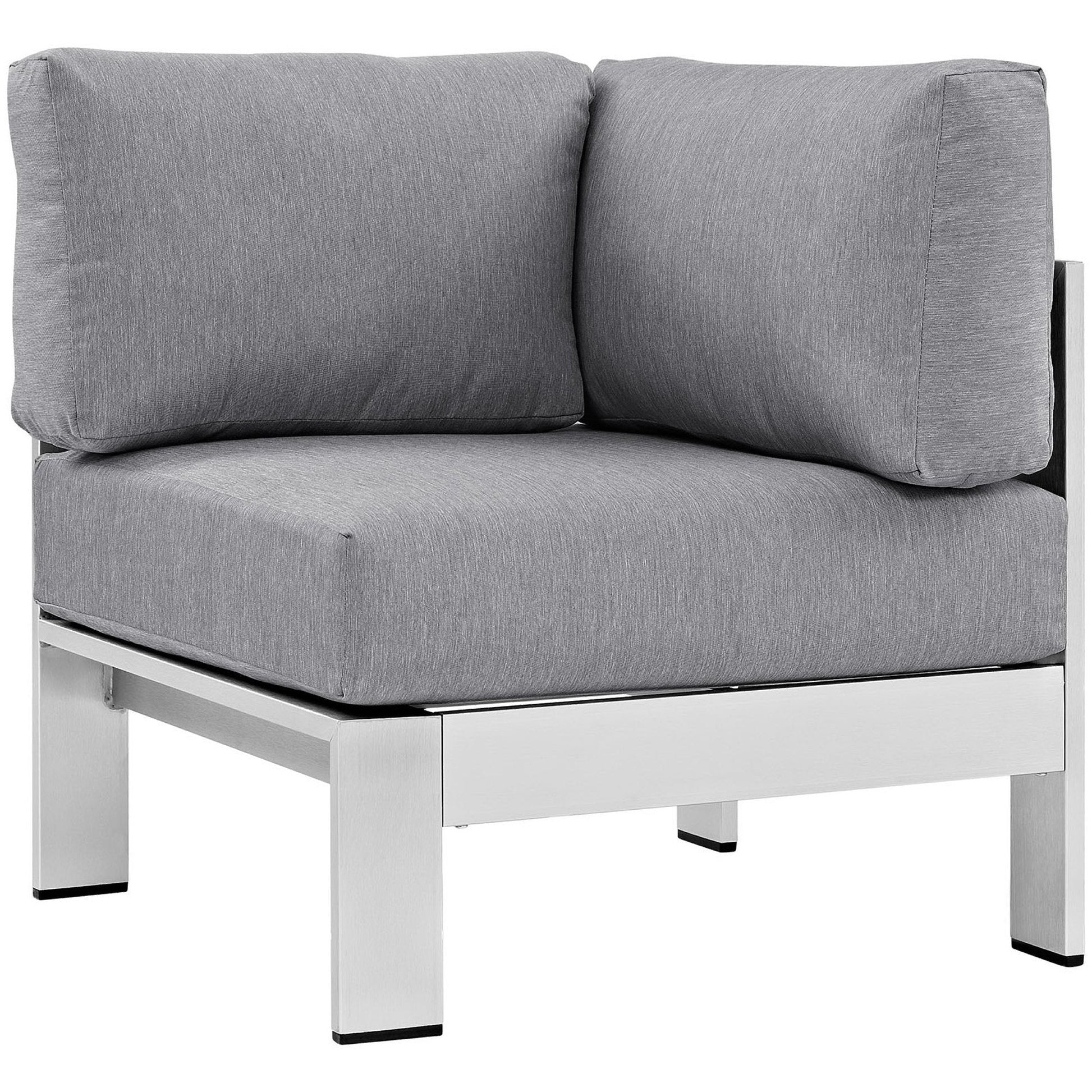 Shore Outdoor Patio Aluminum Corner Sofa gray cushions with white frame on Tampa Home & Garden Store