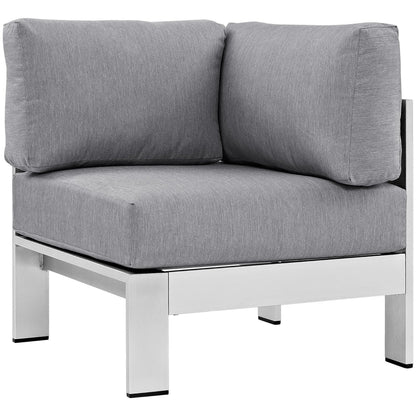 Shore Outdoor Patio Aluminum Corner Sofa gray cushions with white frame on Tampa Home & Garden Store