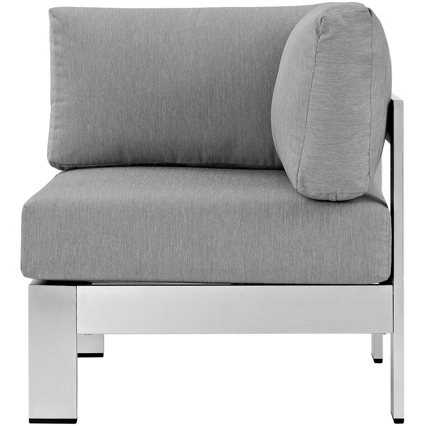 Shore Outdoor Patio Aluminum Corner Sofa by Modway with gray fabric cushions and metal frame on Tampa Home & Garden Store