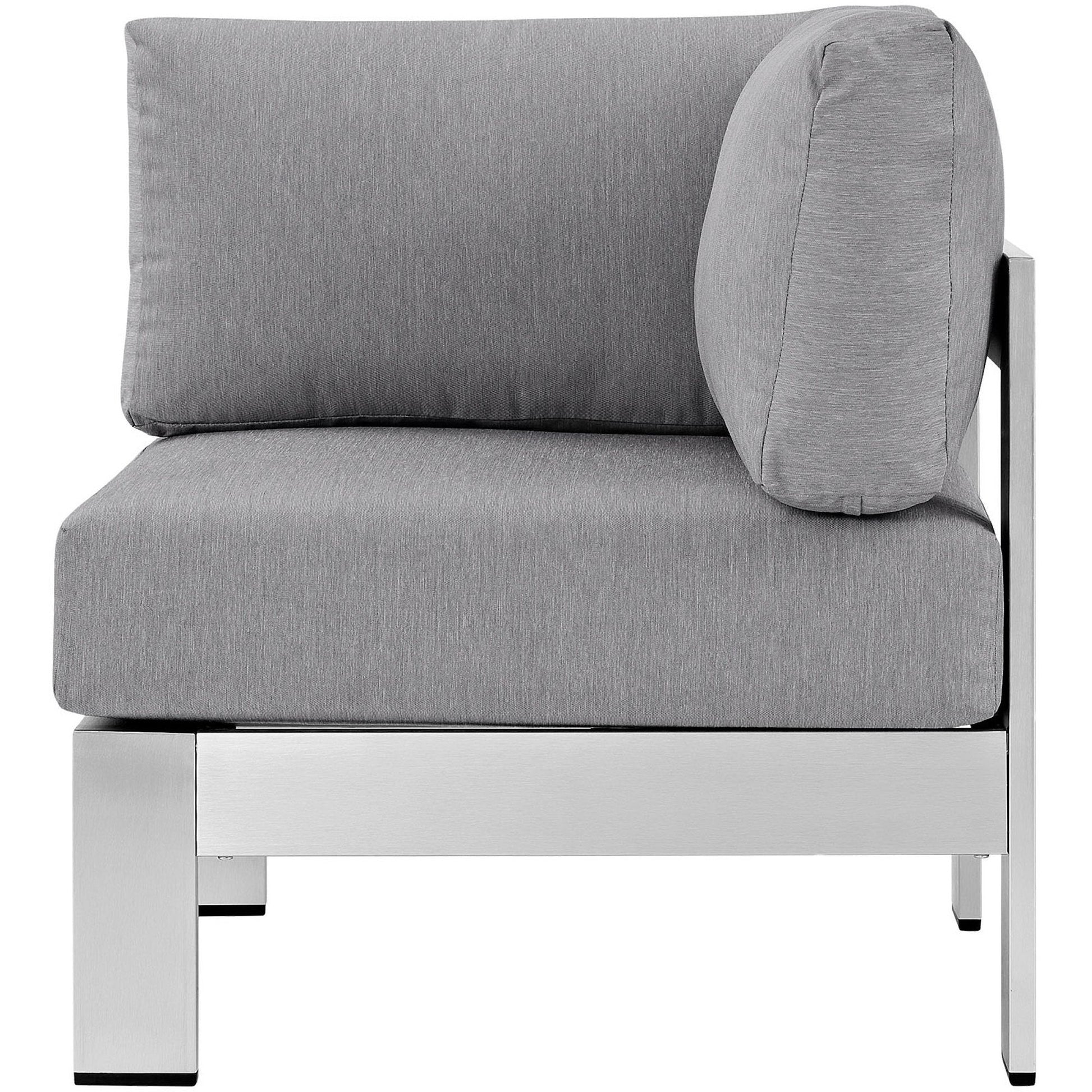 Shore Outdoor Patio Aluminum Corner Sofa by Modway with gray fabric cushions and metal frame on Tampa Home & Garden Store