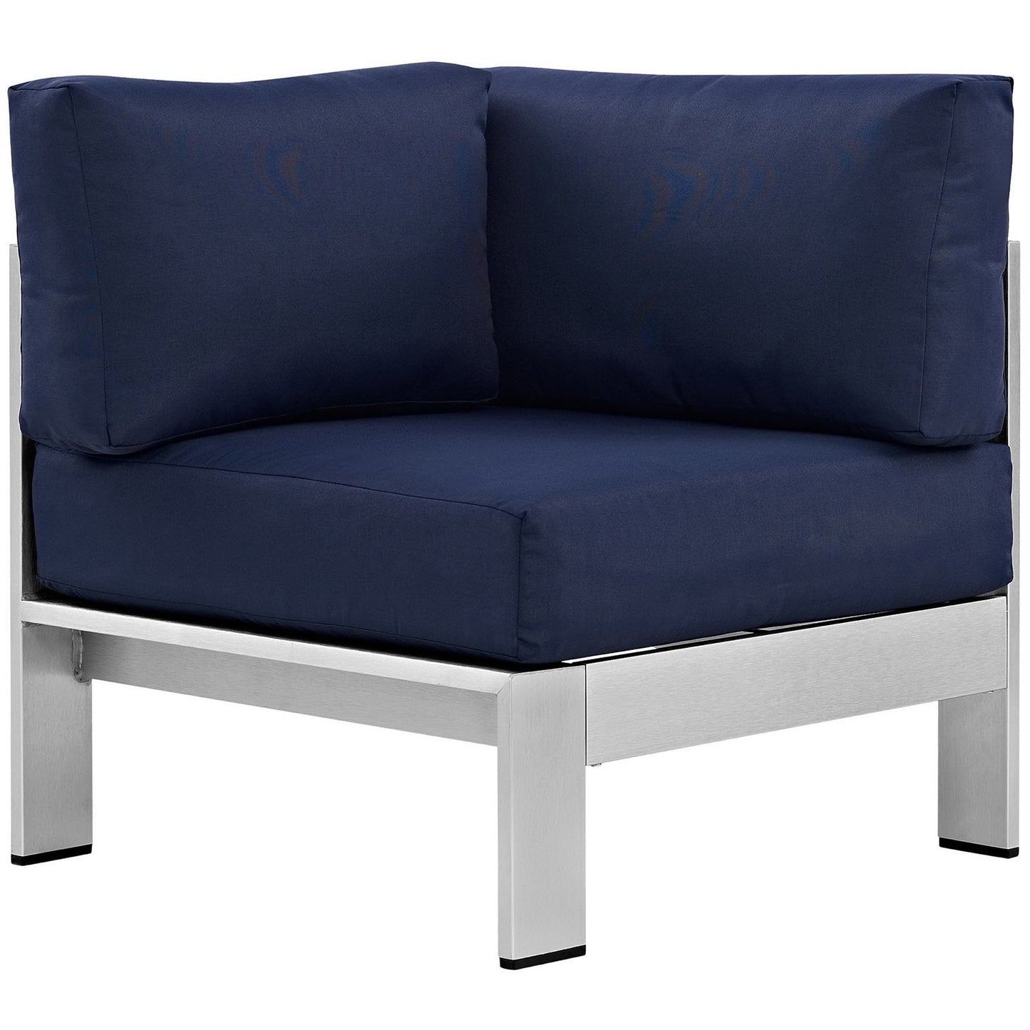 Shore Outdoor Patio Aluminum Corner Sofa navy cushions with aluminum frame by Modway on Tampa Home & Garden Store