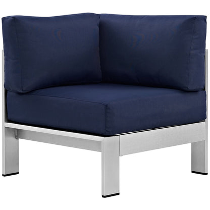 Shore Outdoor Patio Aluminum Corner Sofa navy cushions with aluminum frame by Modway on Tampa Home & Garden Store