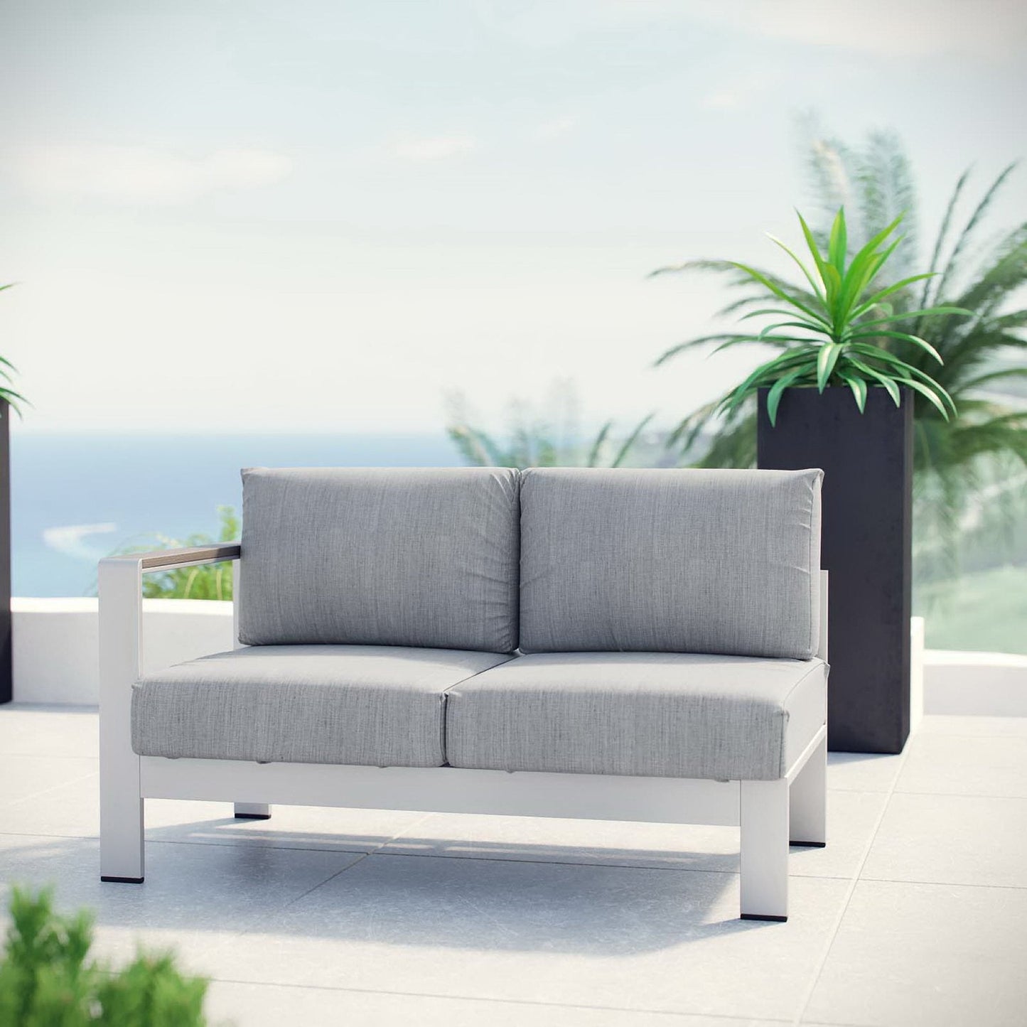 Shore Left Arm Outdoor Aluminum Loveseat
