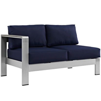 Shore Left Arm Outdoor Aluminum Loveseat