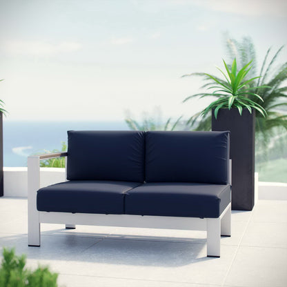 Shore Left Arm Outdoor Aluminum Loveseat