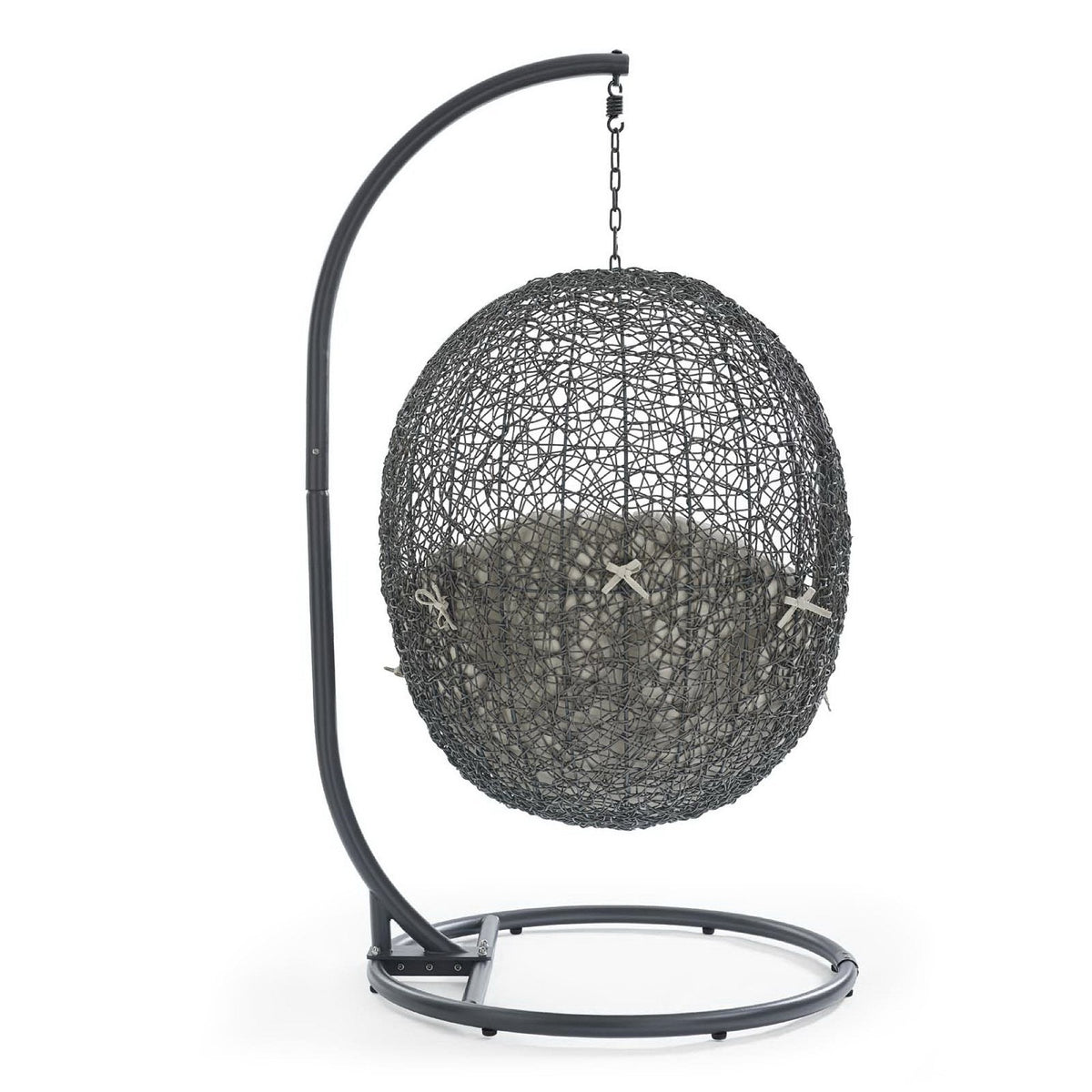Modway Hide Outdoor Swing Chair With Stand, black spherical wicker daybed on metal frame on Tampa Home & Garden Store