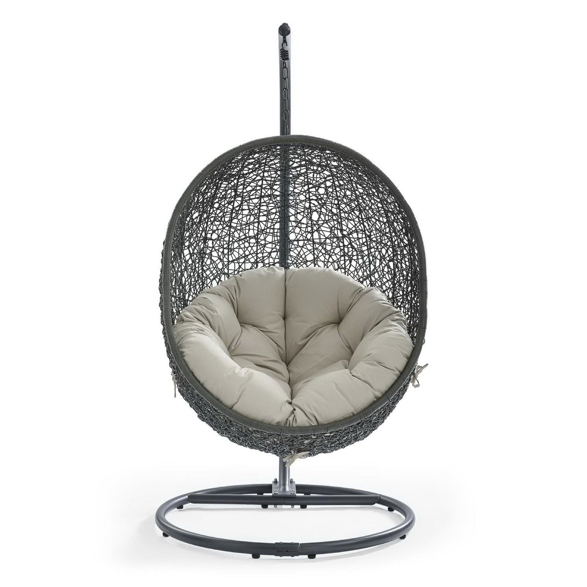 Hide Outdoor Patio Swing Chair With Stand by Modway black woven sphere daybed with beige cushion on Tampa Home & Garden Store