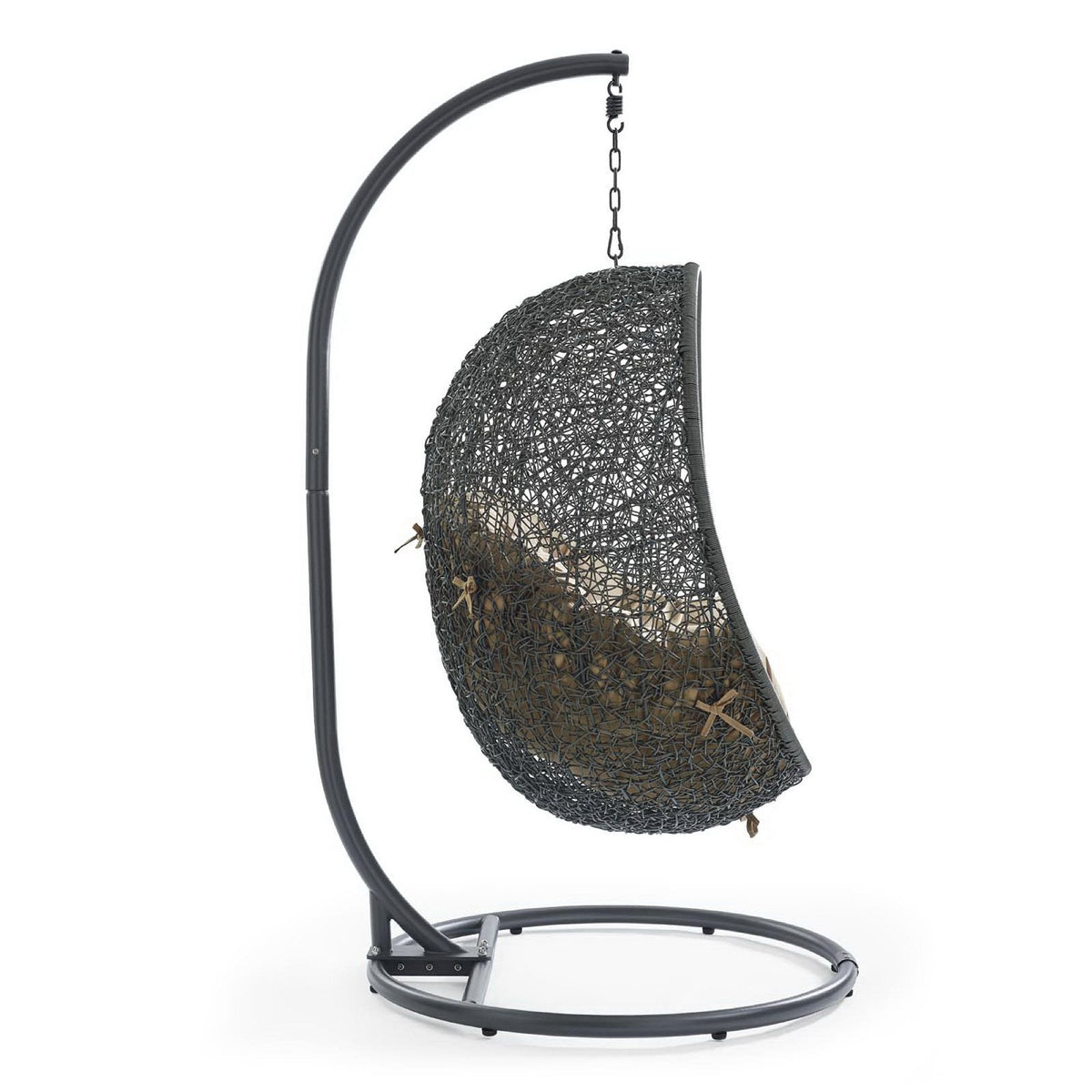 Hide Outdoor Swing Chair with Stand hanging dark wicker daybed lounger on metal stand Modway on Tampa Home & Garden Store