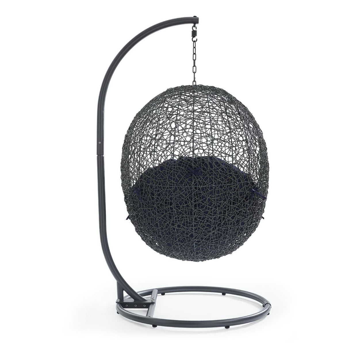 Hide Outdoor Patio Swing Chair with Stand, black woven spherical daybed by HouseOfZazla on Tampa Home & Garden Store