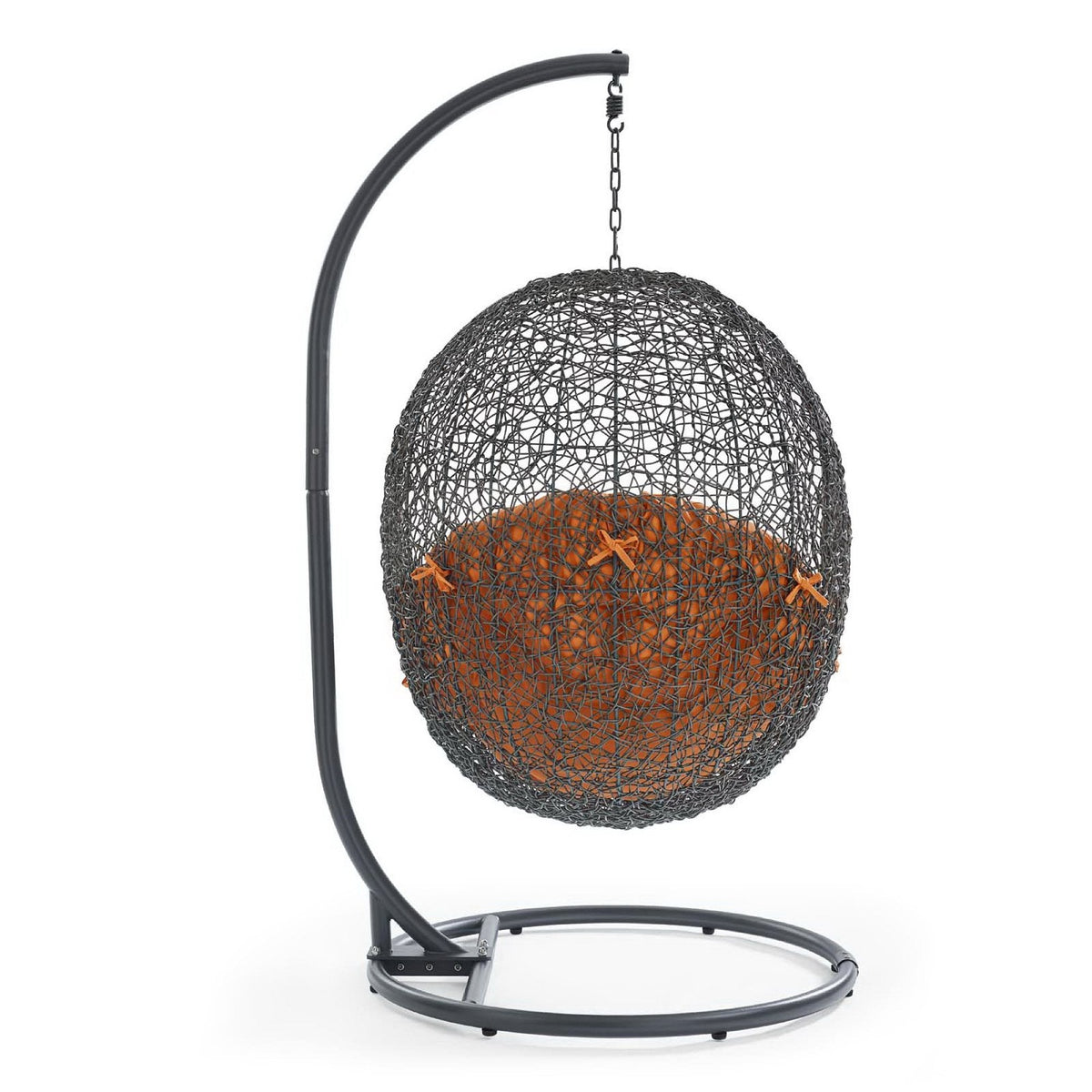 Hide Outdoor Patio Swing Chair With Stand wicker chair with orange cushion by Modway on Tampa Home & Garden Store