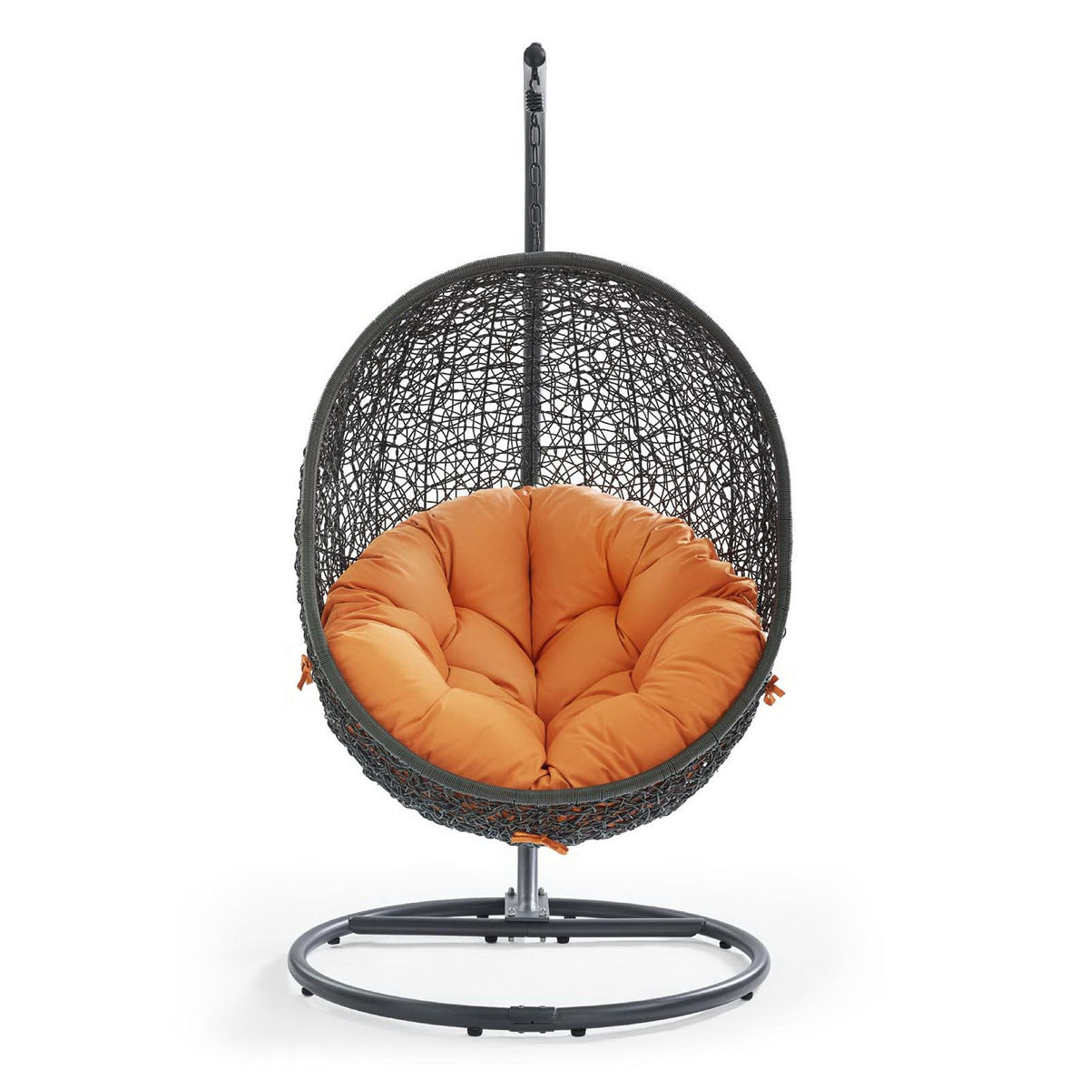 Hide Outdoor Patio Swing Chair With Stand orange cushion black wicker daybed on stand on Tampa Home & Garden Store