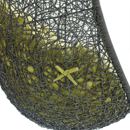 Hide Outdoor Patio Swing Chair With Stand dark gray woven rattan frame and lime green cushions on Tampa Home & Garden Store