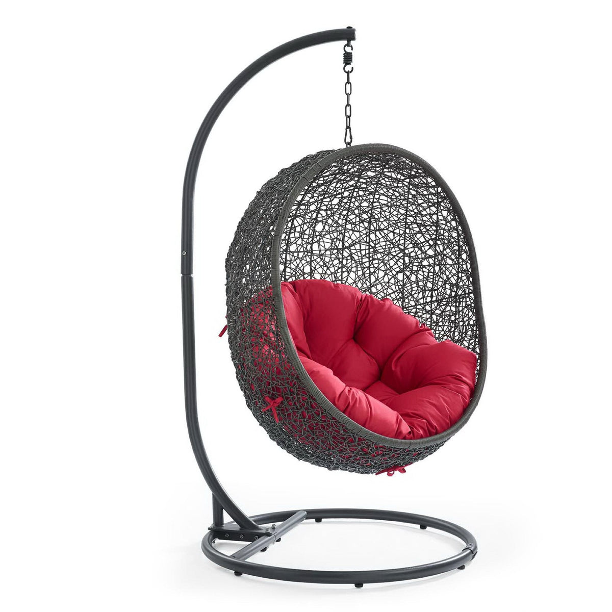 Hide Outdoor Patio Swing Chair With Stand black wicker hanging chair red cushion on stand on Tampa Home & Garden Store