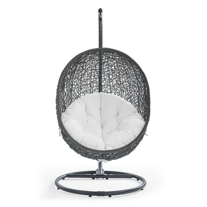 Hide Outdoor Patio Swing Chair With Stand by Modway, black wicker egg chair with white cushion on Tampa Home & Garden Store