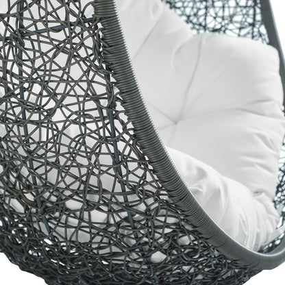 Hide Outdoor Patio Swing Chair With Stand Modway dark gray wicker with wrapped frame on Tampa Home & Garden Store
