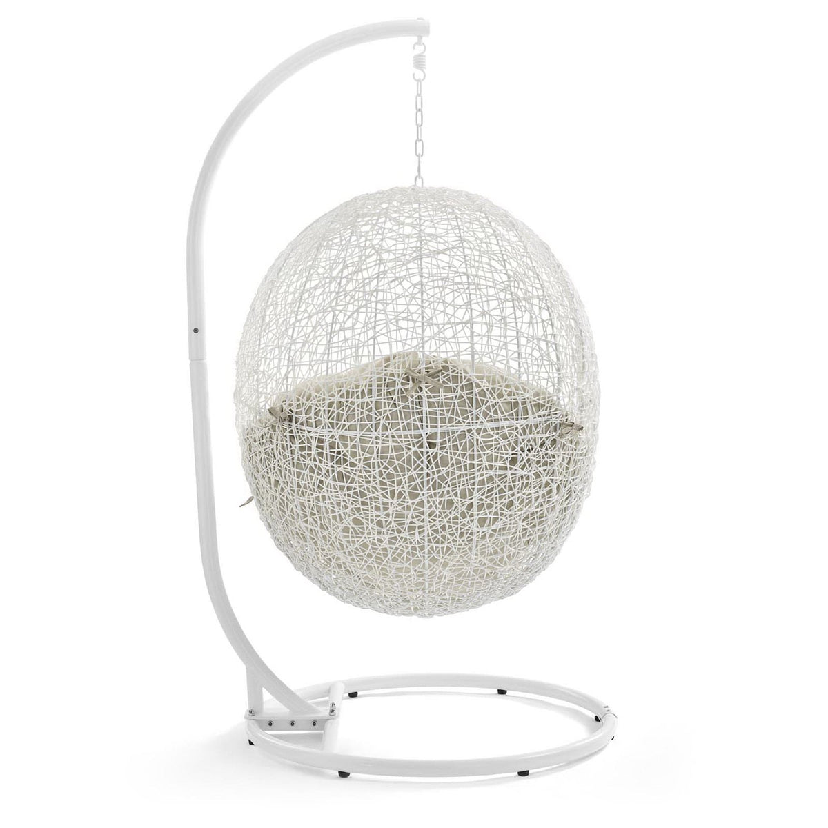 Hide Outdoor Patio Swing Chair Daybed white wicker sphere on metal stand HouseOfZazla on Tampa Home & Garden Store