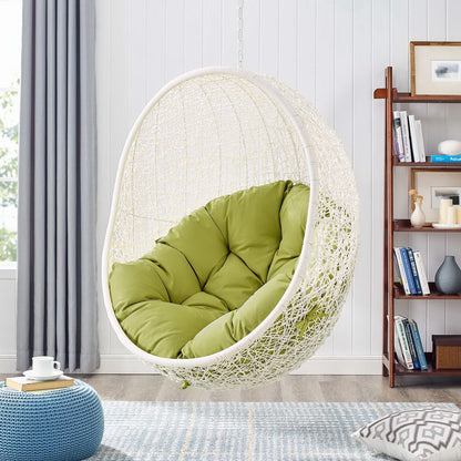 Hide Outdoor Patio Swing Chair With Stand white wicker egg chair with lime cushions by Modway on Tampa Home & Garden Store