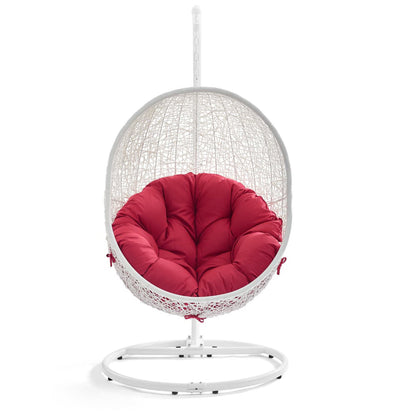 Hide Outdoor Patio Swing Chair With Stand Modway white wicker egg chair with red cushion daybed on Tampa Home & Garden Store