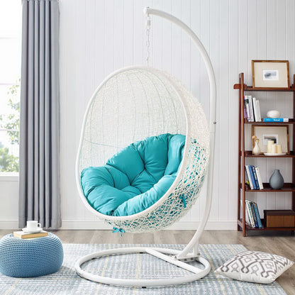 Hide Outdoor Patio Swing Chair With Stand by Modway, hanging egg chair with teal cushion on Tampa Home & Garden Store