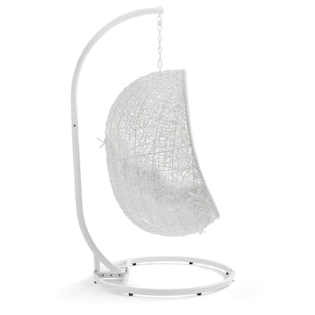 Modway Hide outdoor patio swing chair with stand, white woven seat on Tampa Home & Garden Store