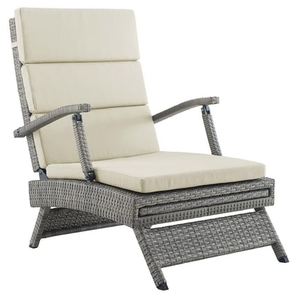 Envisage chaise outdoor patio lounge chair with gray wicker frame and beige cushions by Modway on Tampa Home & Garden Store