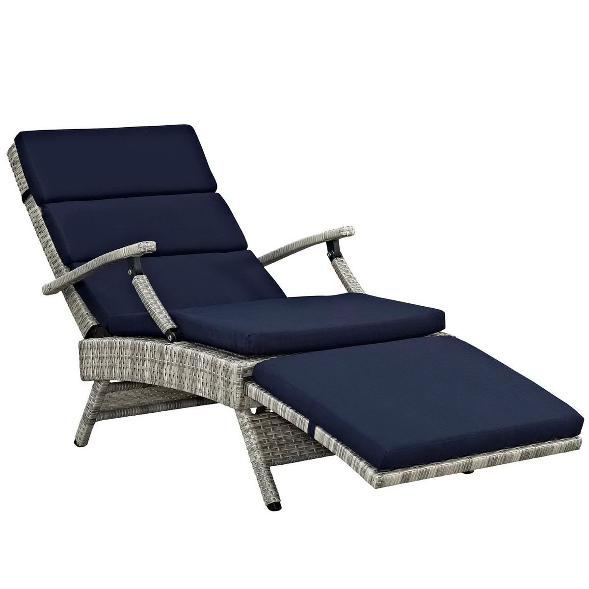 Envisage Chaise Outdoor Patio Wicker Rattan Lounge Chair navy cushions by Modway on Tampa Home & Garden Store