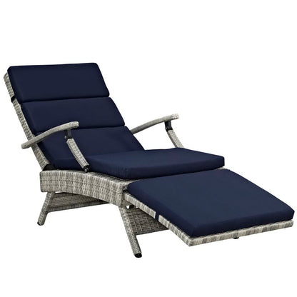 Envisage Chaise Outdoor Patio Wicker Rattan Lounge Chair navy cushions by Modway on Tampa Home & Garden Store