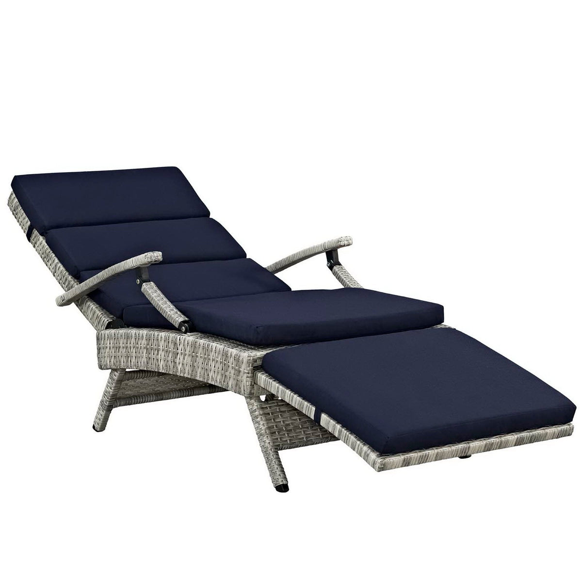 Envisage Chaise Outdoor Wicker Lounge Chair navy cushions by HouseOfZazla on Tampa Home & Garden Store