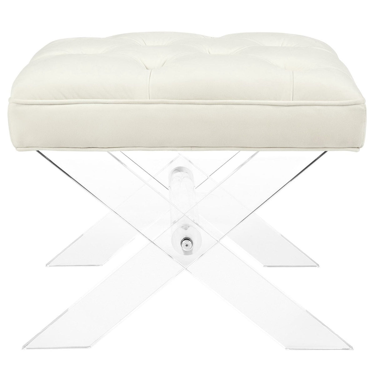 Swift Bench by Modway in white tufted fabric with chrome X-base legs on Tampa Home & Garden Store