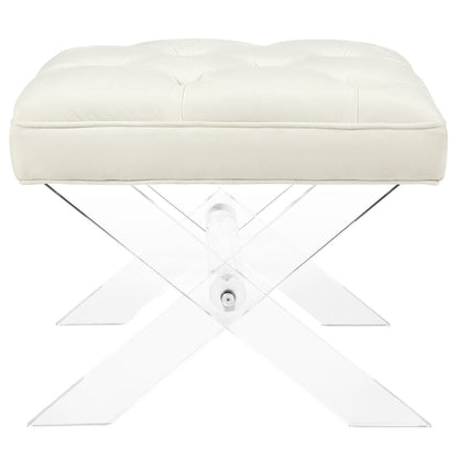 Swift Bench by Modway in white tufted fabric with chrome X-base legs on Tampa Home & Garden Store