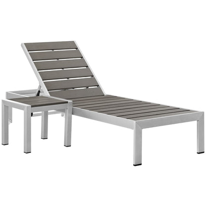 Shore 2 Piece Outdoor Patio Aluminum Set with brown slats and white frame by Modway on Tampa Home & Garden Store