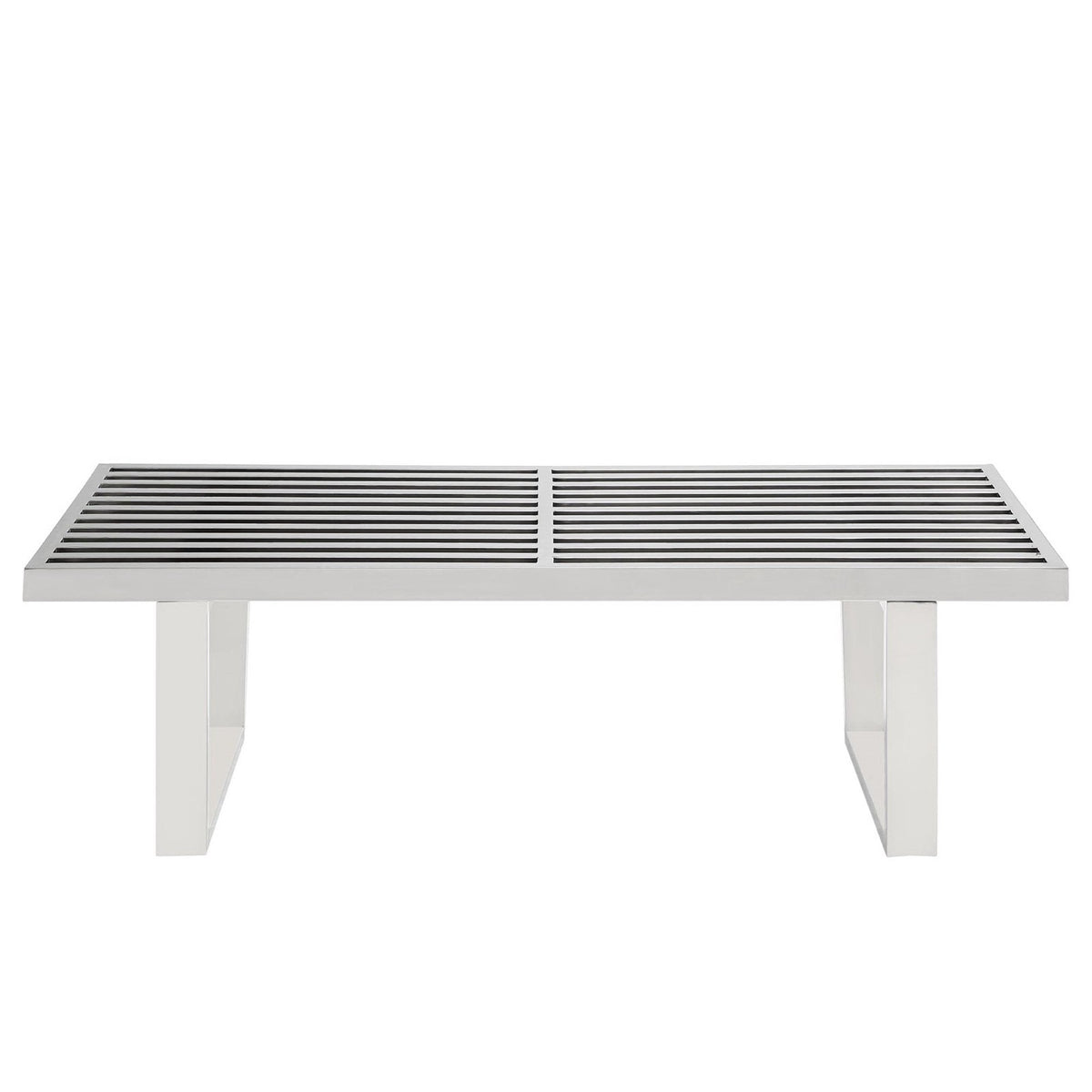 Sauna 4' Stainless Steel Bench with slatted top, silver finish by HouseOfZazla on Tampa Home & Garden Store