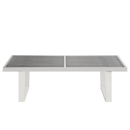 Sauna 4' Stainless Steel Bench with slatted top, silver finish by HouseOfZazla on Tampa Home & Garden Store