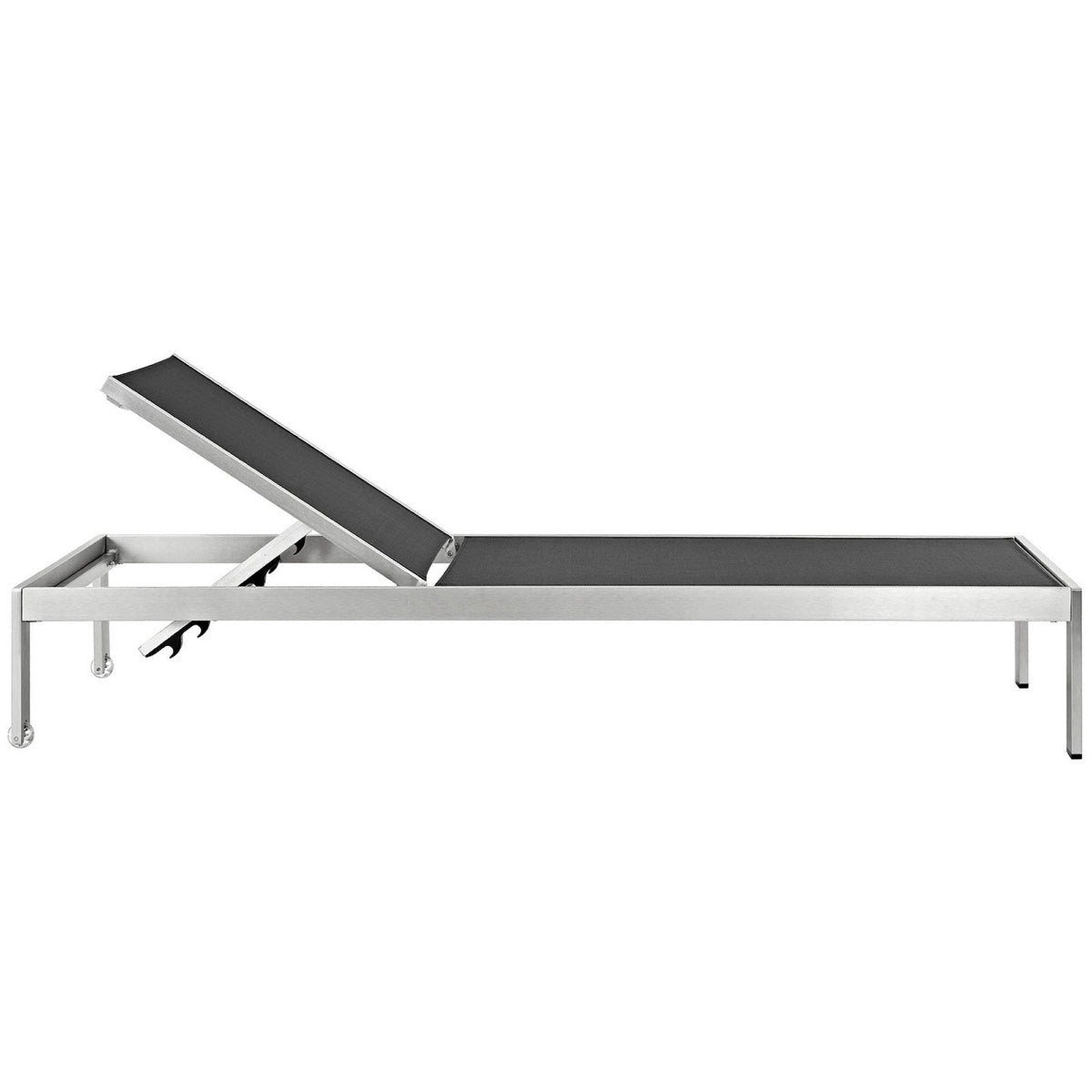 Shore Aluminum Chaise Set with adjustable backrest and black fabric by Modway EEI-2471 on Tampa Home & Garden Store