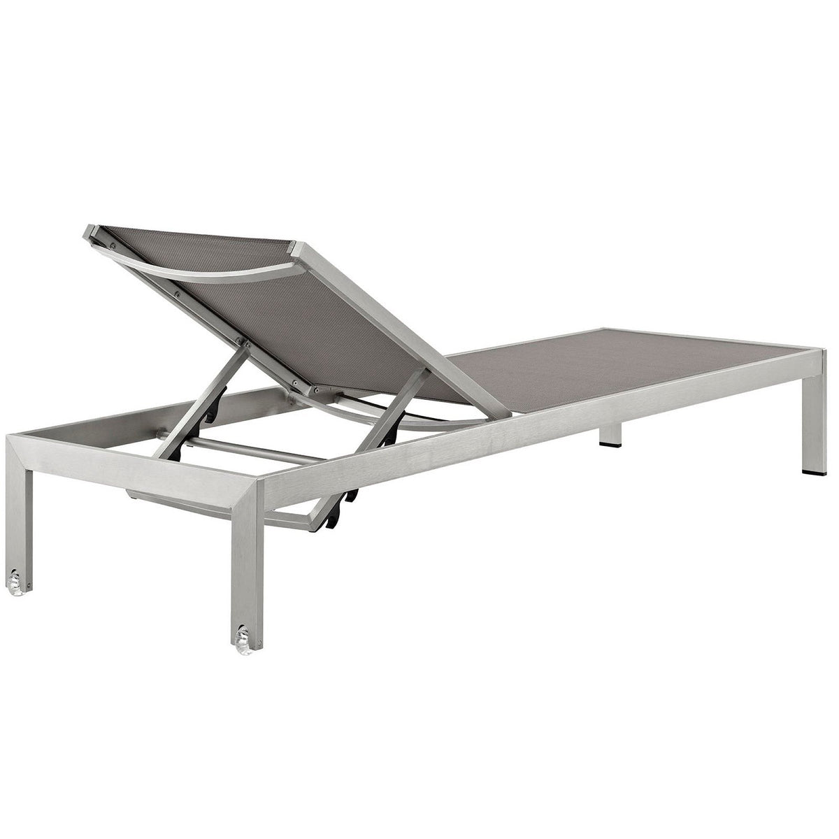 Shore outdoor aluminum chaise set of 2 with adjustable backs, gray mesh by Modway on Tampa Home & Garden Store