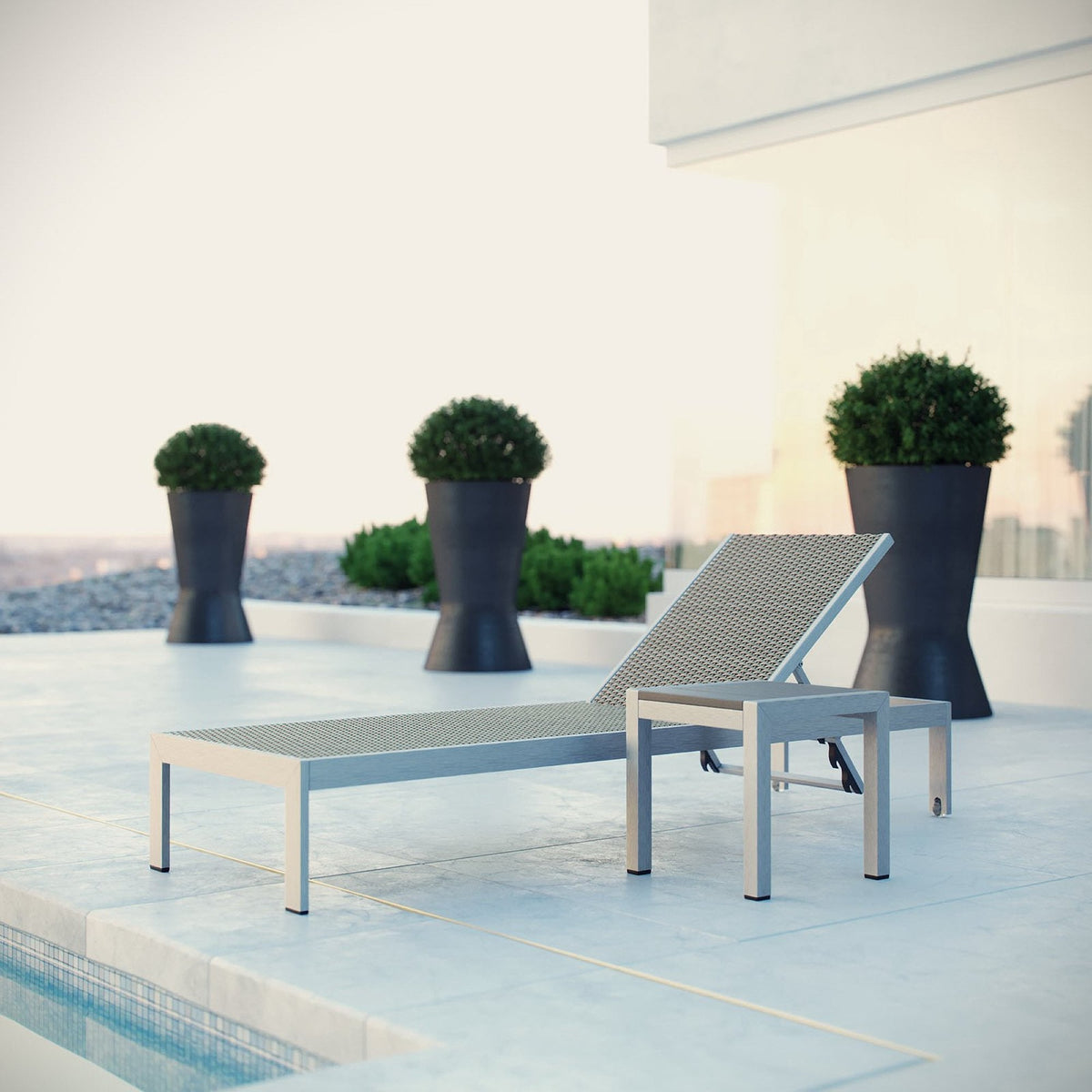 Shore 2 Piece Outdoor Patio Set white metal frame and woven mesh seating on Tampa Home & Garden Store